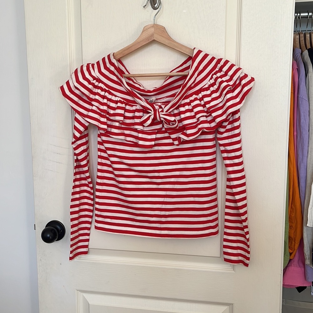 3/$30 EUC H&M striped and bow detailed long sleeve in size S